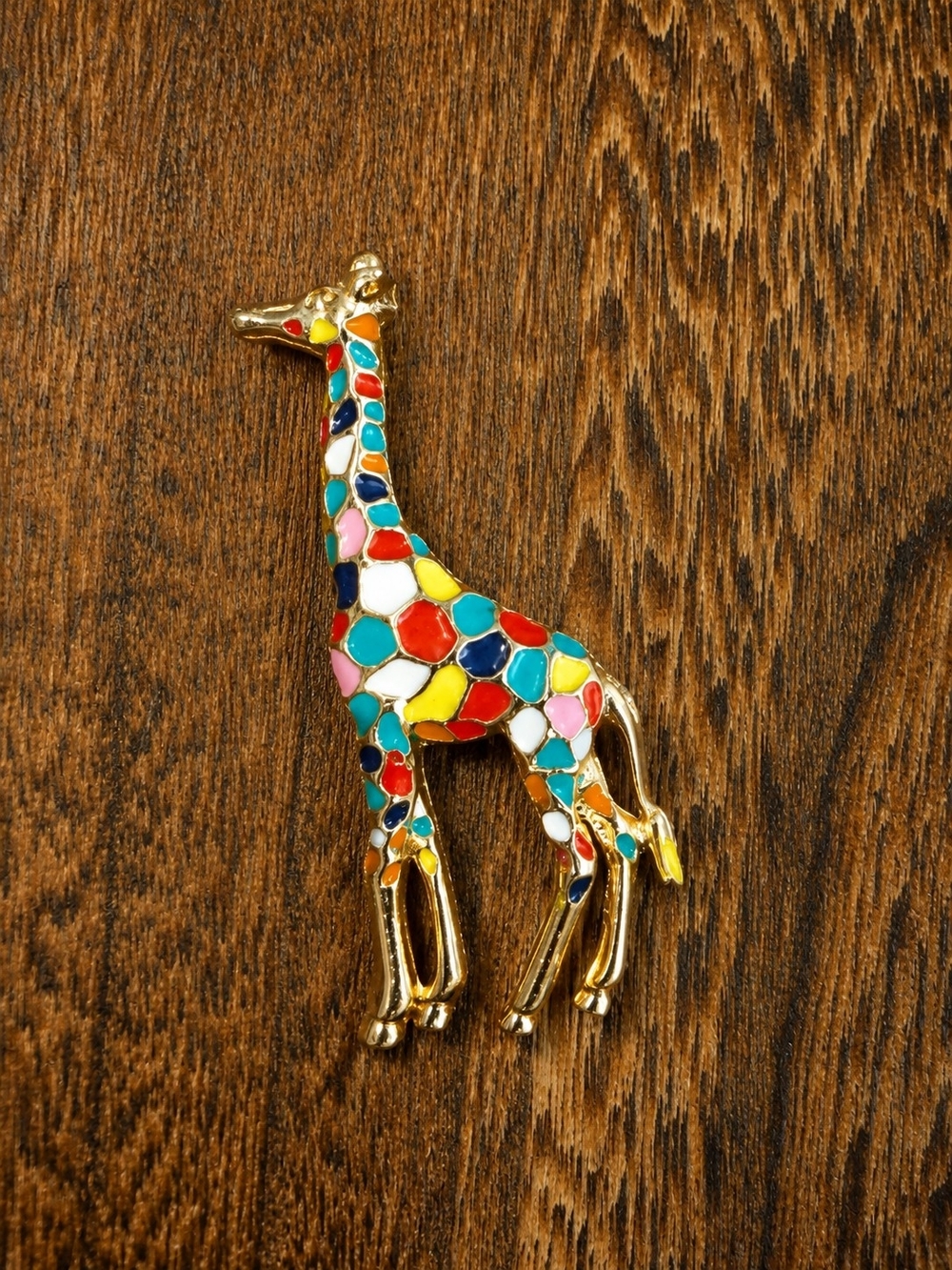 NWOT Gold-Tone Multicolor Giraffe Brooch